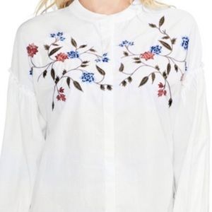 Two by Vince Camuto Embroidered Shirt White Size M